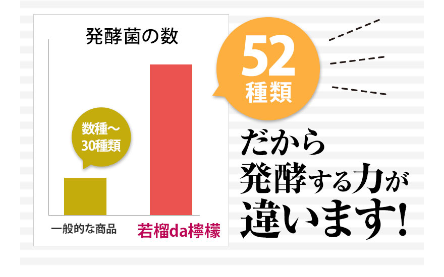 若榴da檸檬に使用されている発酵菌は52種類！だから酵素の力が違います。