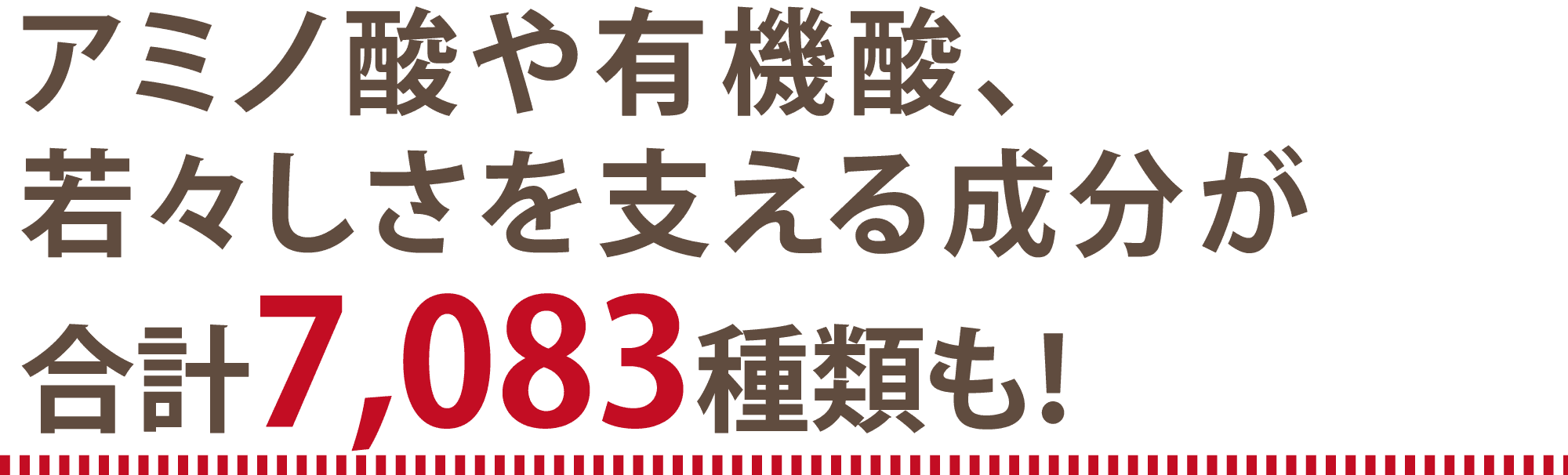 アミノ酸や有機酸、若々しさを支える成分が合計7083種類も！